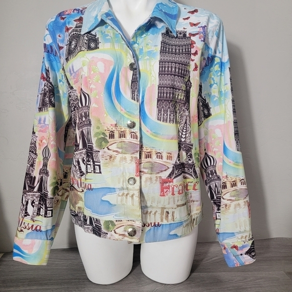 Impulse California Jacket XL‎ Vtg Scenic Paris Italy London Russia Europe Travel - Picture 1 of 14
